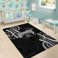 Traditional Art Hawaiian Kakau Tattoos Area Rug White - Polynesian Pride