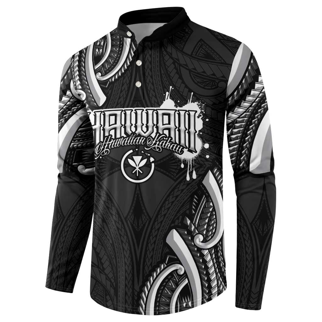 Traditional Art Hawaiian Kakau Tattoos Button Sweatshirt White - Polynesian Pride