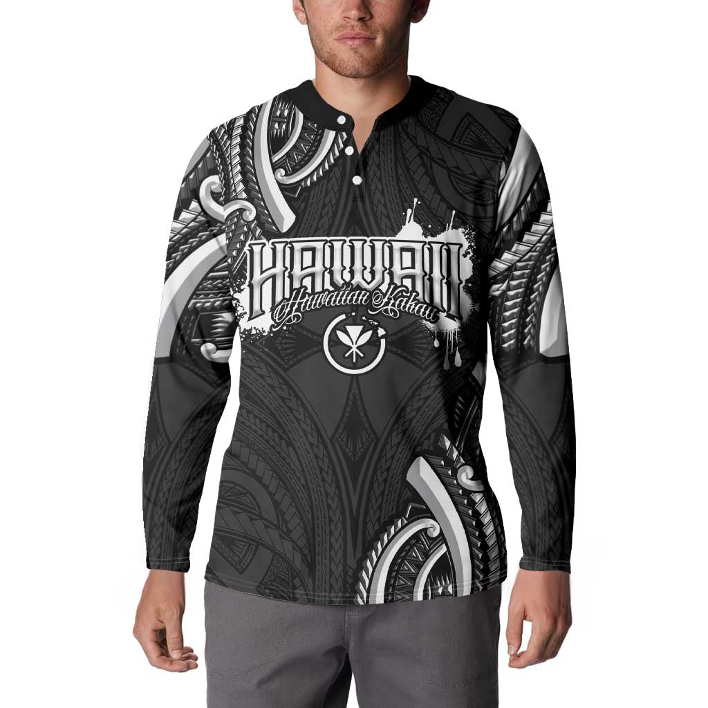 Traditional Art Hawaiian Kakau Tattoos Button Sweatshirt White - Polynesian Pride