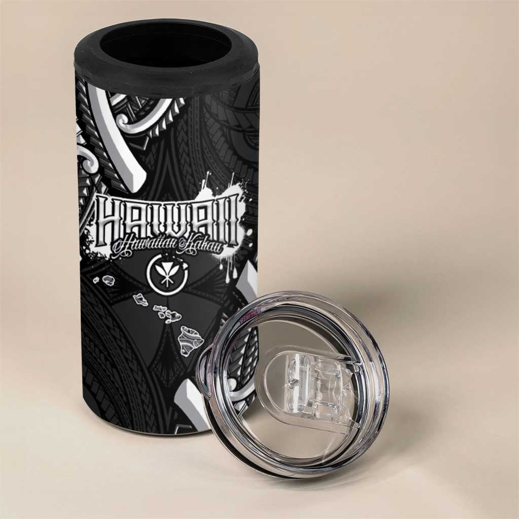 Traditional Art Hawaiian Kakau Tattoos 4 in 1 Can Cooler Tumbler White - Polynesian Pride