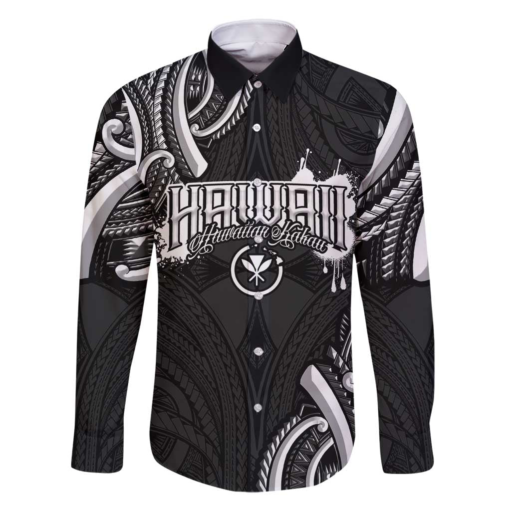 Traditional Art Hawaiian Kakau Tattoos Family Matching Long Sleeve Bodycon Dress and Hawaiian Shirt White LT03 Dad's Shirt - Long Sleeve White - Polynesian Pride