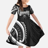 Traditional Art Hawaiian Kakau Tattoos Family Matching Mermaid Dress and Hawaiian Shirt White LT03 Daughter's Dress White - Polynesian Pride
