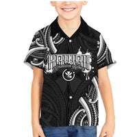 Traditional Art Hawaiian Kakau Tattoos Family Matching Mermaid Dress and Hawaiian Shirt White LT03 Son's Shirt White - Polynesian Pride