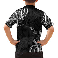 Traditional Art Hawaiian Kakau Tattoos Family Matching Off Shoulder Short Dress and Hawaiian Shirt White LT03 - Polynesian Pride