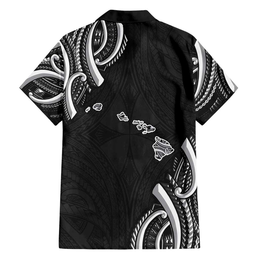 Traditional Art Hawaiian Kakau Tattoos Family Matching Off Shoulder Short Dress and Hawaiian Shirt White LT03 - Polynesian Pride