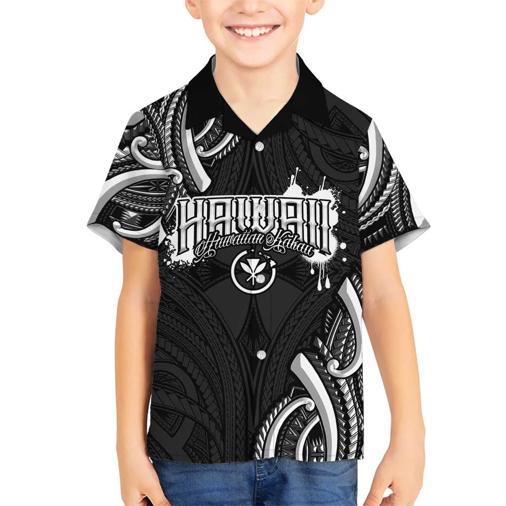 Traditional Art Hawaiian Kakau Tattoos Family Matching Off Shoulder Short Dress and Hawaiian Shirt White LT03 Son's Shirt White - Polynesian Pride