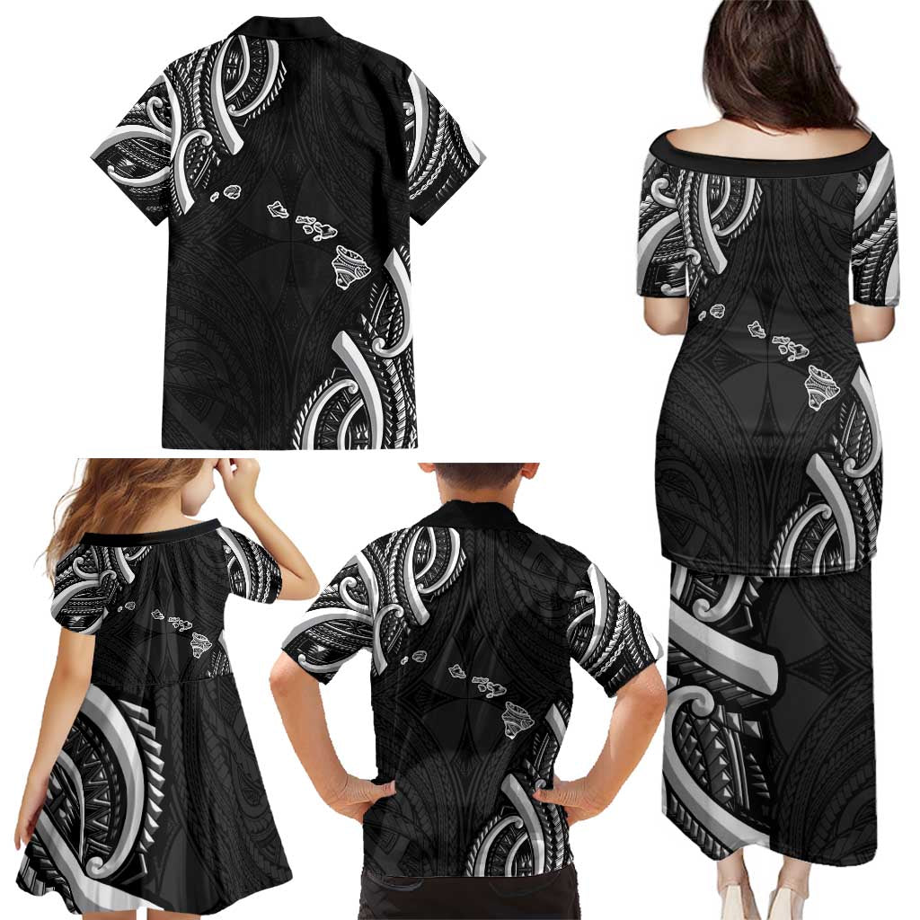 Traditional Art Hawaiian Kakau Tattoos Family Matching Puletasi and Hawaiian Shirt White - Polynesian Pride