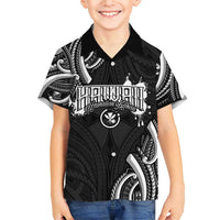 Traditional Art Hawaiian Kakau Tattoos Family Matching Short Sleeve Bodycon Dress and Hawaiian Shirt White LT03 Son's Shirt White - Polynesian Pride