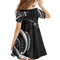 Traditional Art Hawaiian Kakau Tattoos Family Matching Summer Maxi Dress and Hawaiian Shirt White LT03 - Polynesian Pride