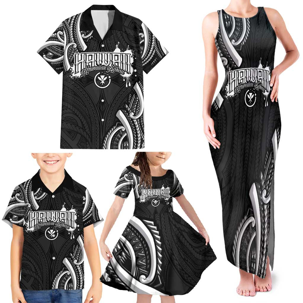Traditional Art Hawaiian Kakau Tattoos Family Matching Tank Maxi Dress and Hawaiian Shirt White - Polynesian Pride