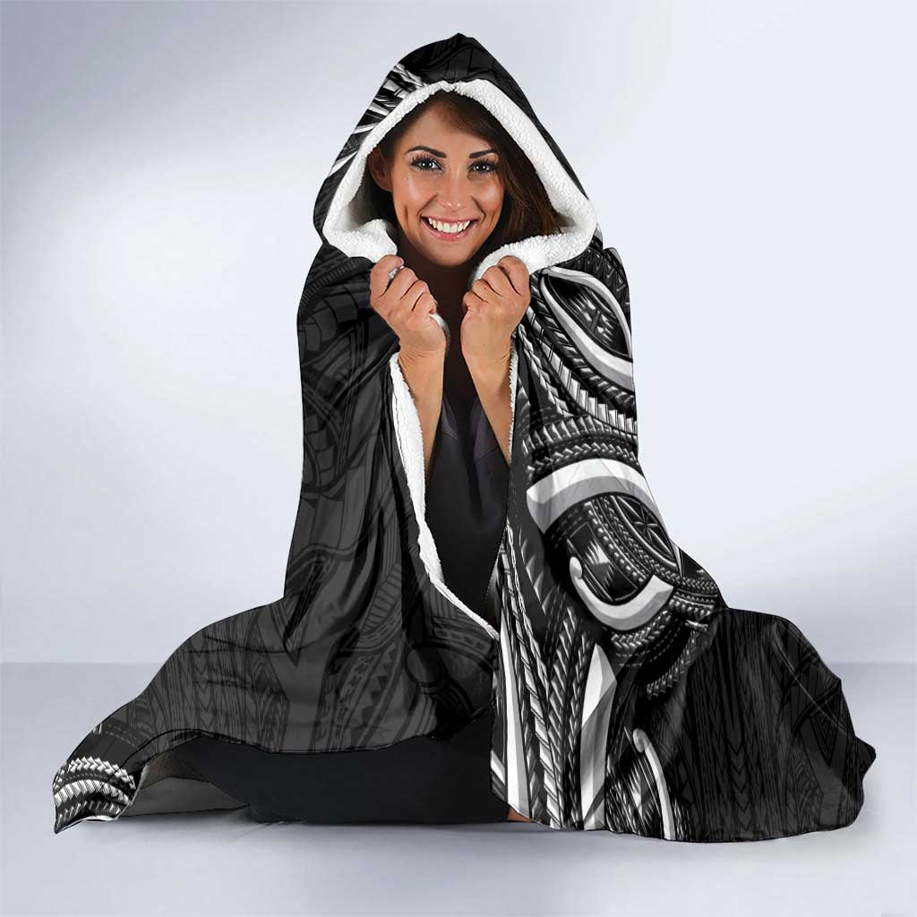 Traditional Art Hawaiian Kakau Tattoos Hooded Blanket White - Polynesian Pride