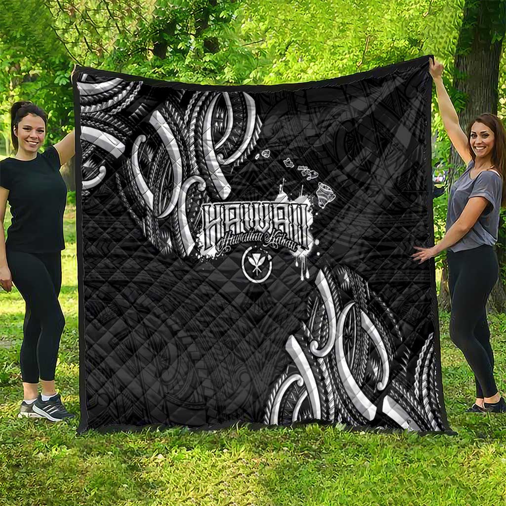 Traditional Art Hawaiian Kakau Tattoos Quilt White - Polynesian Pride