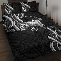 Traditional Art Hawaiian Kakau Tattoos Quilt Bed Set White - Polynesian Pride