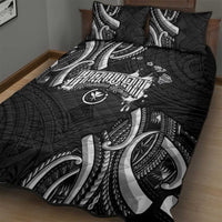 Traditional Art Hawaiian Kakau Tattoos Quilt Bed Set White - Polynesian Pride
