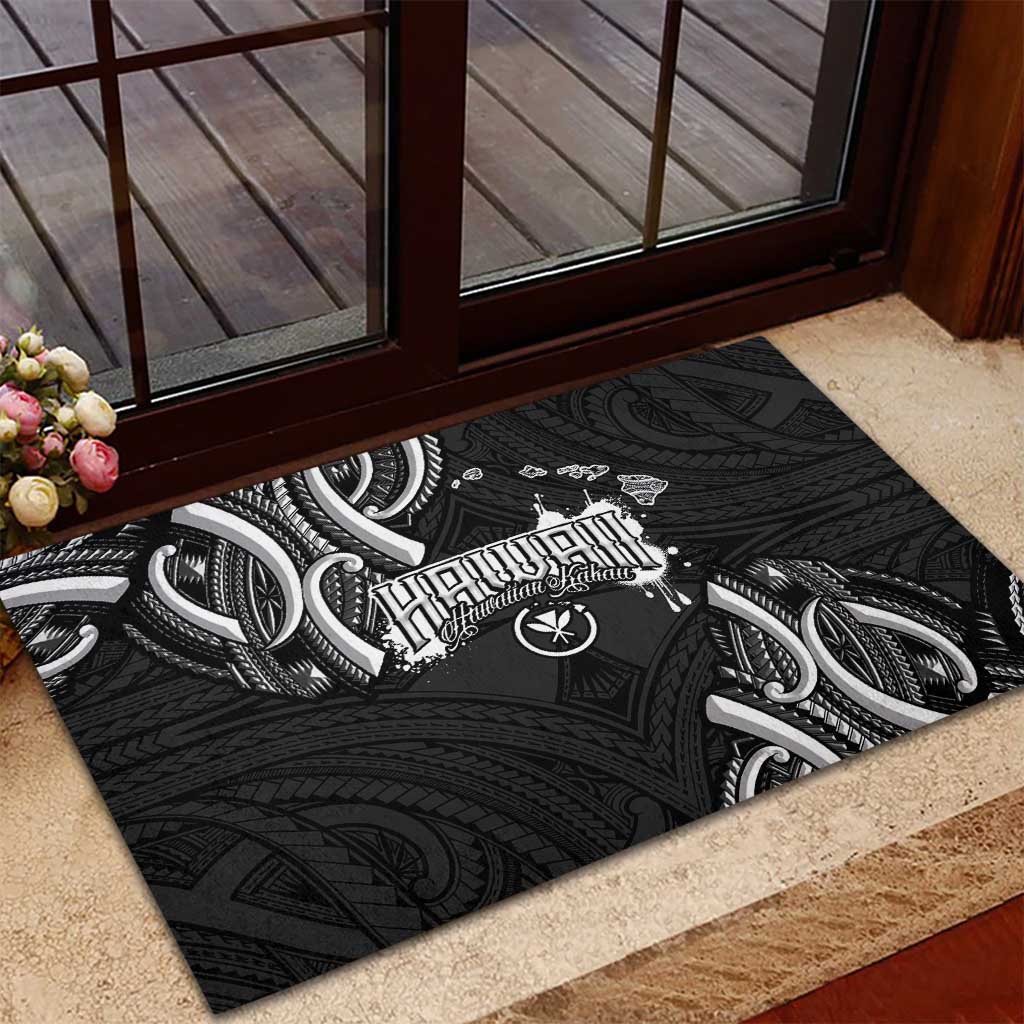 Traditional Art Hawaiian Kakau Tattoos Rubber Doormat White - Polynesian Pride