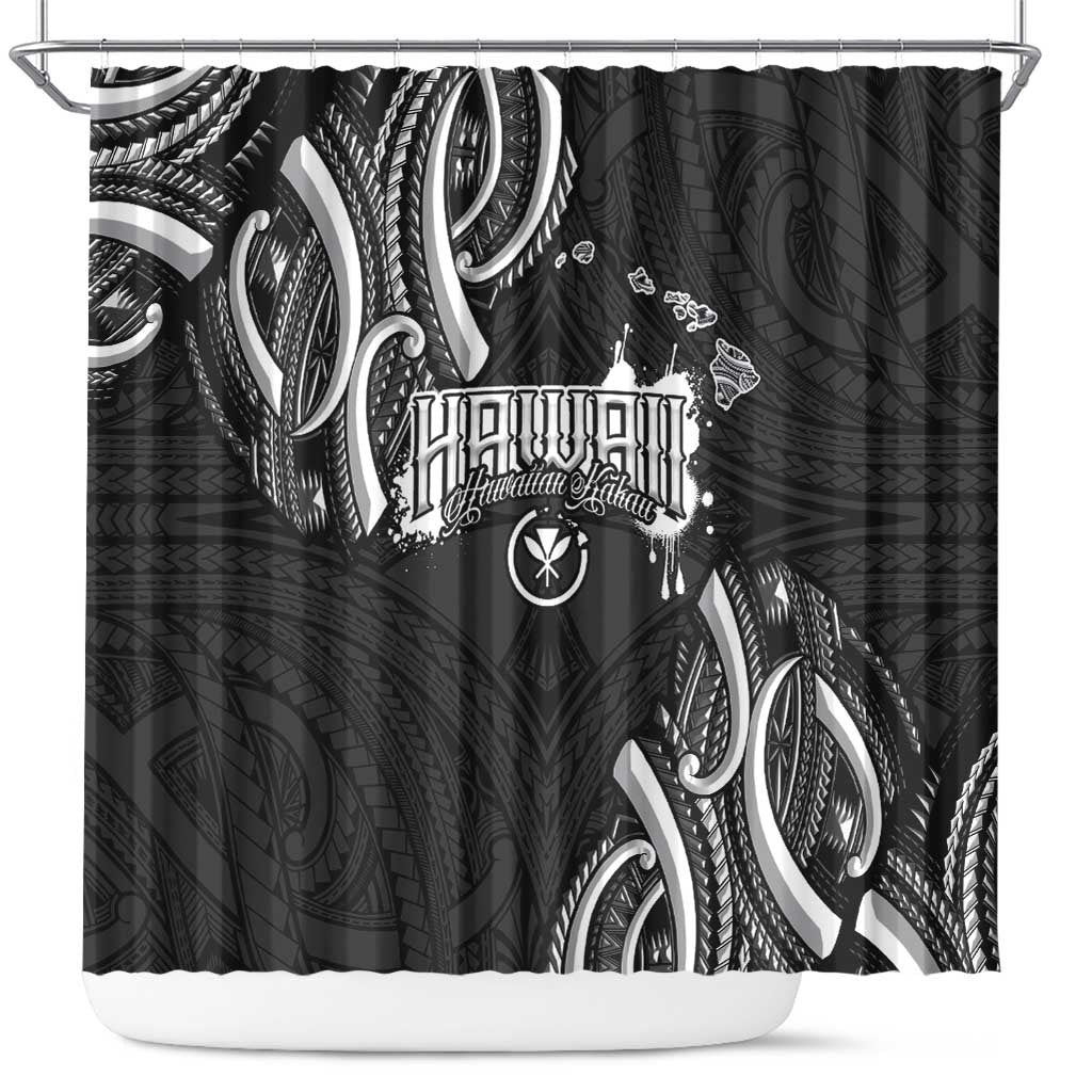 Traditional Art Hawaiian Kakau Tattoos Shower Curtain White - Polynesian Pride