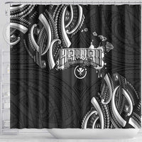 Traditional Art Hawaiian Kakau Tattoos Shower Curtain White - Polynesian Pride