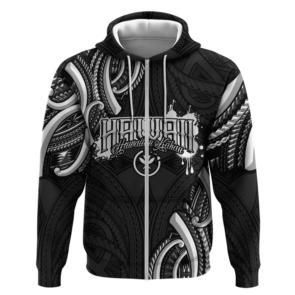 Traditional Art Hawaiian Kakau Tattoos Zip Hoodie White - Polynesian Pride