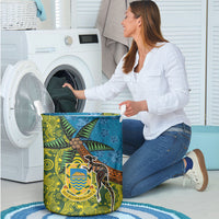 Tuvalu and Australia Together Laundry Basket Tapa Pattern and Aboriginal mix Culture