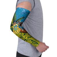 Tuvalu and Australia Together Arm Sleeves Tapa Pattern and Aboriginal mix Culture