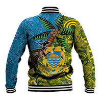 Tuvalu and Australia Together Baseball Jacket Tapa Pattern and Aboriginal mix Culture