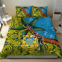 Tuvalu and Australia Together Bedding Set Tapa Pattern and Aboriginal mix Culture