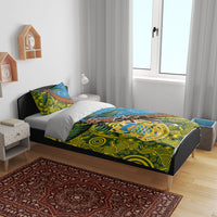 Tuvalu and Australia Together Bedding Set Tapa Pattern and Aboriginal mix Culture