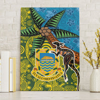 Tuvalu and Australia Together Canvas Wall Art Tapa Pattern and Aboriginal mix Culture