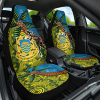 Tuvalu and Australia Together Car Seat Cover Tapa Pattern and Aboriginal mix Culture