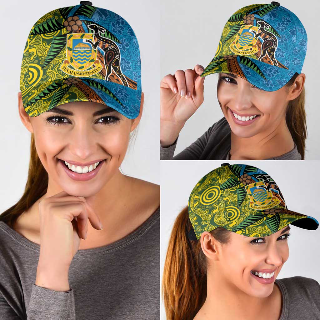 Tuvalu and Australia Together Classic Cap Tapa Pattern and Aboriginal mix Culture