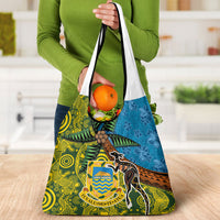 Tuvalu and Australia Together Grocery Bag Tapa Pattern and Aboriginal mix Culture