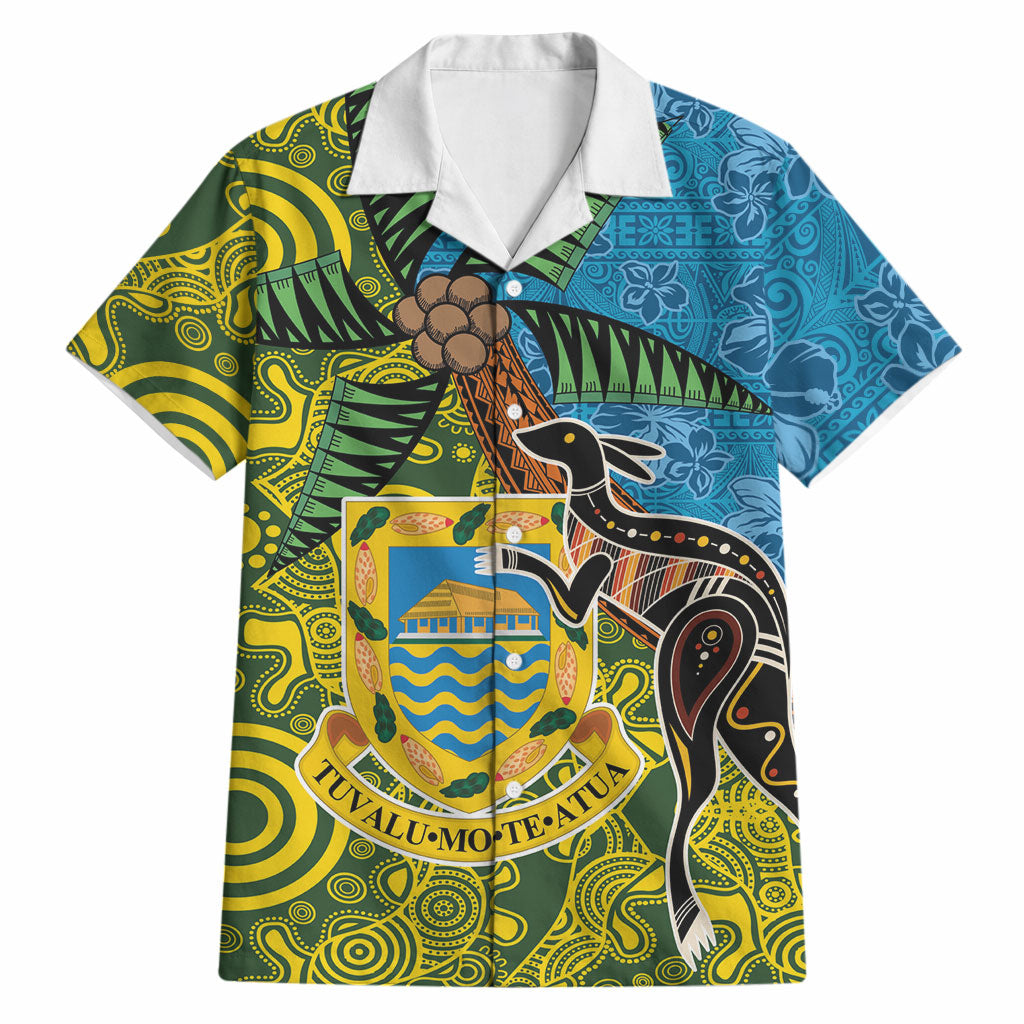 Tuvalu and Australia Together Hawaiian Shirt Tapa Pattern and Aboriginal mix Culture