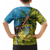 Tuvalu and Australia Together Hawaiian Shirt Tapa Pattern and Aboriginal mix Culture