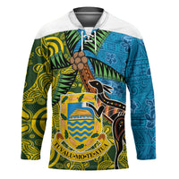 Tuvalu and Australia Together Hockey Jersey Tapa Pattern and Aboriginal mix Culture