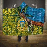 Tuvalu and Australia Together Hooded Blanket Tapa Pattern and Aboriginal mix Culture