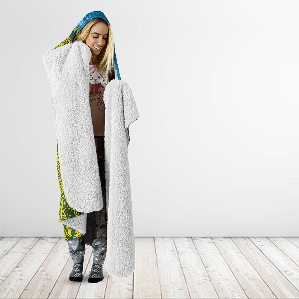 Tuvalu and Australia Together Hooded Blanket Tapa Pattern and Aboriginal mix Culture