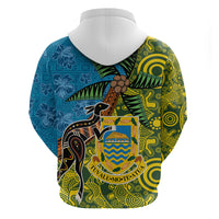 Tuvalu and Australia Together Hoodie Tapa Pattern and Aboriginal mix Culture