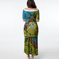 Tuvalu and Australia Together Puletasi Tapa Pattern and Aboriginal mix Culture