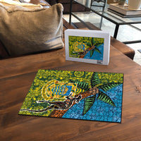 Tuvalu and Australia Together Puzzle Tapa Pattern and Aboriginal mix Culture