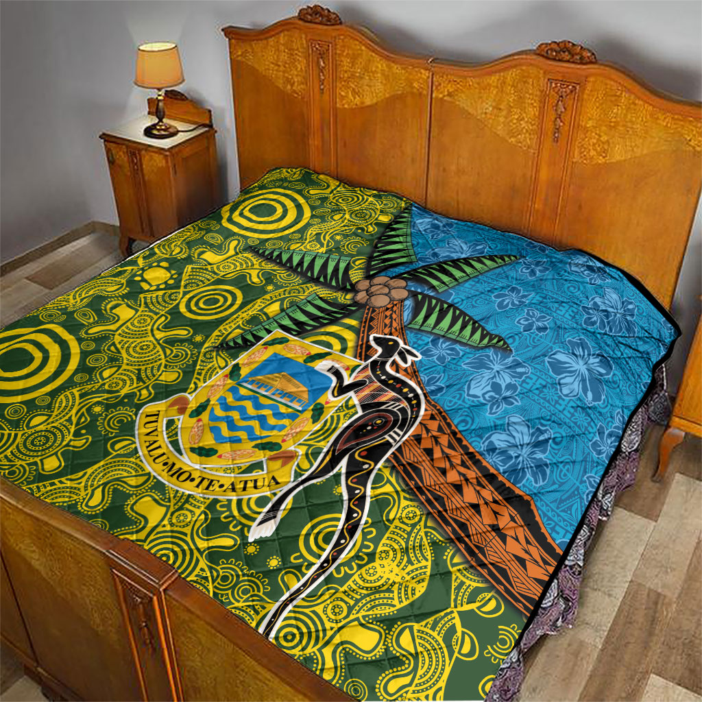 Tuvalu and Australia Together Quilt Tapa Pattern and Aboriginal mix Culture