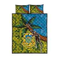 Tuvalu and Australia Together Quilt Bed Set Tapa Pattern and Aboriginal mix Culture