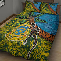 Tuvalu and Australia Together Quilt Bed Set Tapa Pattern and Aboriginal mix Culture
