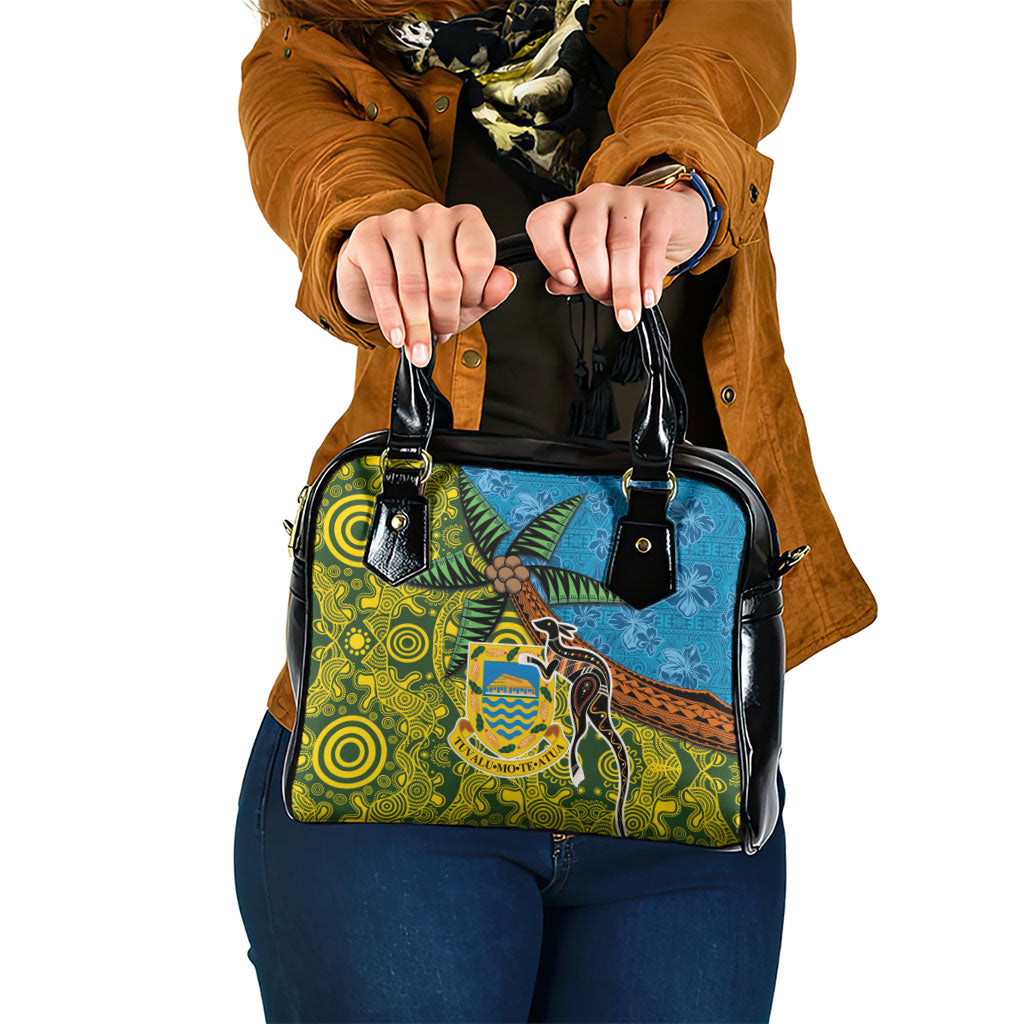 Tuvalu and Australia Together Shoulder Handbag Tapa Pattern and Aboriginal mix Culture