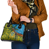 Tuvalu and Australia Together Shoulder Handbag Tapa Pattern and Aboriginal mix Culture
