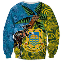 Tuvalu and Australia Together Sweatshirt Tapa Pattern and Aboriginal mix Culture