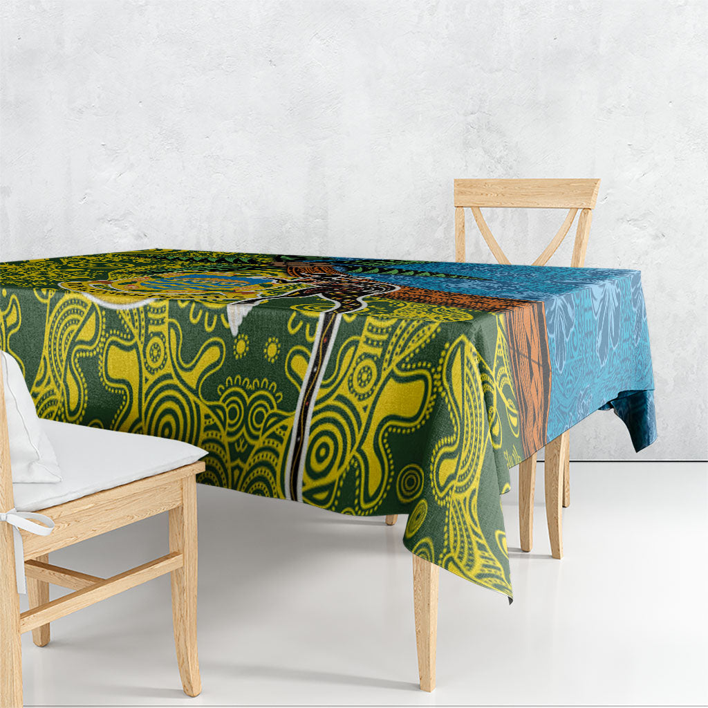 Tuvalu and Australia Together Tablecloth Tapa Pattern and Aboriginal mix Culture