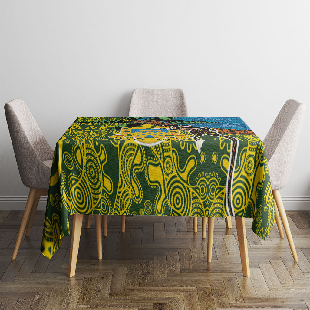 Tuvalu and Australia Together Tablecloth Tapa Pattern and Aboriginal mix Culture
