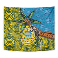 Tuvalu and Australia Together Tapestry Tapa Pattern and Aboriginal mix Culture