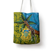 Tuvalu and Australia Together Tote Bag Tapa Pattern and Aboriginal mix Culture