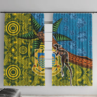 Tuvalu and Australia Together Window Curtain Tapa Pattern and Aboriginal mix Culture